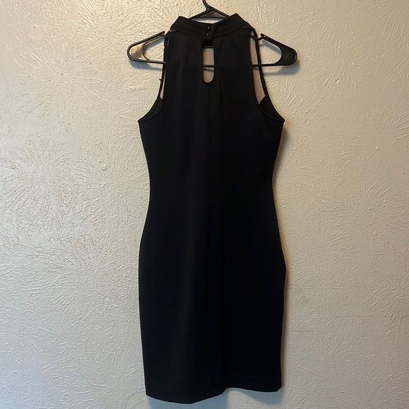 Lipstick Black Laser Cut Floral Form Fitting Dress Size M - Picture 3 of 6